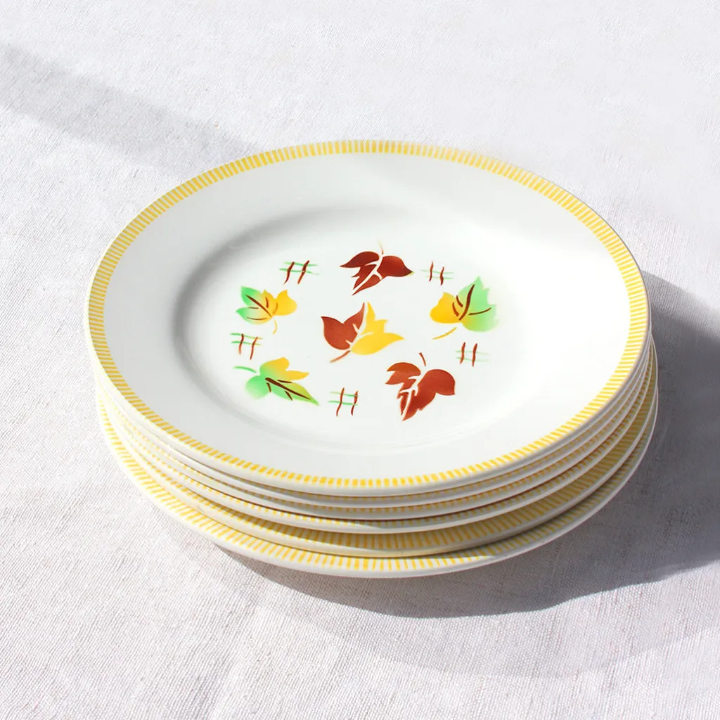 Digoin Sarreguemines Assiettes plates aux feuilles d'automne