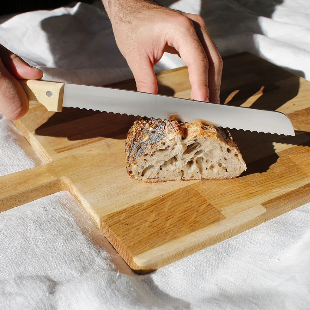 Pallares Solsona Couteau à pain artisanal manche en buis