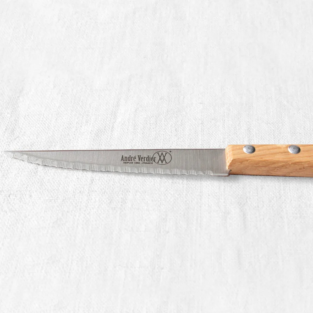 André Verdier Couteau à steak inox manche en bois